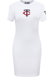 Pro Standard Minnesota Twins Womens White Classic Short Sleeve Dress