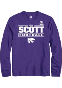 jojo scott Mens Purple K-State Wildcats NIL Stacked Box Long Sleeve Player T Shirt