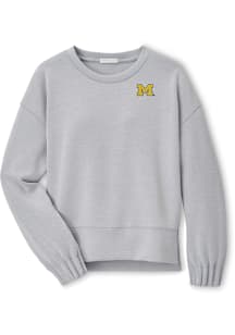 Michigan Wolverines Womens Grey Flora Knit Crew Sweatshirt