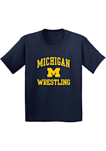 Michigan Wolverines Youth Navy Blue Arch Logo Wrestling Short Sleeve T-Shirt