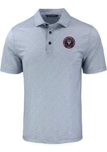 Cutter and Buck Inter Miami CF Mens Grey Pike Pebble Short Sleeve Polo