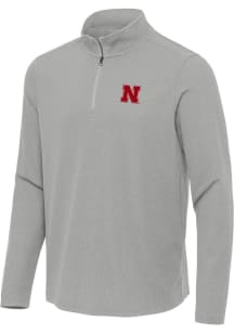 Mens Nebraska Cornhuskers Grey Antigua Sync Qtr Zip Pullover