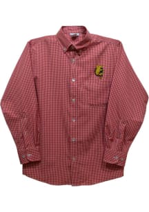 Vive La Fete Ferris State Bulldogs Youth Crimson Gingham Long Sleeve Polo