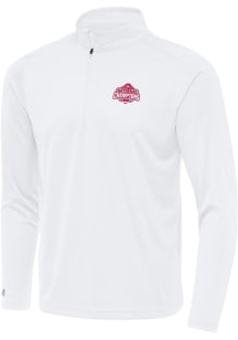 Mens Ohio State Buckeyes White Antigua 2024 Football National Champions Tribute Qtr Zip Pullover