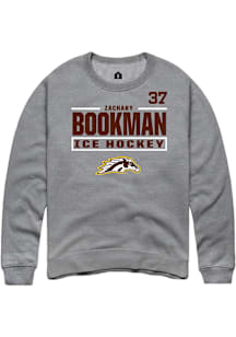 Zachary Bookman Western Michigan Broncos Mens Grey NIL Stacked Box Player Crew
