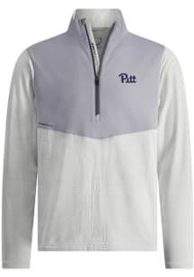 Zero Restriction Pitt Panthers Mens White Hex Long Sleeve Qtr Zip Pullover
