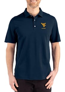 Cutter and Buck West Virginia Mountaineers Mens Navy Blue Alumni Advantage Refresh Short Sleeve Po..