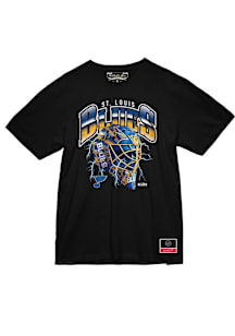 Mitchell and Ness St Louis Blues Black Crease Lightning Short Sleeve T Shirt