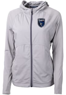 Cutter and Buck San Jose Earthquakes Womens Grey Adapt Eco Light Weight Jacket
