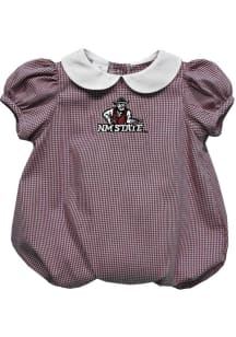 Vive La Fete New Mexico State Aggies Baby Crimson Gingham Collar Short Sleeve One Piece