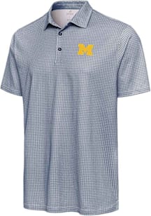 Antigua Michigan Wolverines Mens Navy Blue Breeze Short Sleeve Polo