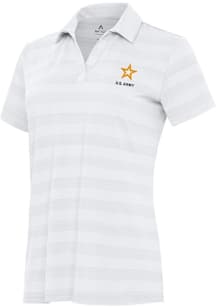 Antigua Army Womens White Tunnel Short Sleeve Polo Shirt