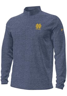 Under Armour Notre Dame Fighting Irish Mens Navy Blue Football Metallic Football Long Sleeve Qtr Z..