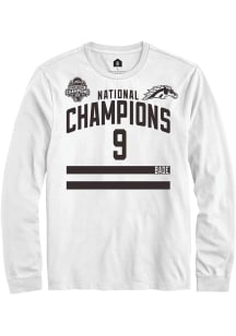 Zach Bade Mens White Western Michigan Broncos NIL 2025 National Champions Shirzee Long Sleeve Play..