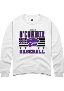 Keegan O'Connor Rally Mens White K-State Wildcats NIL Striped Player Crew
