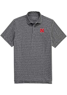 Vineyard Vines Nebraska Cornhuskers Mens Black Houndstooth Short Sleeve Fashion Polo