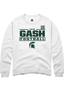Caleb Gash Rally Mens White Michigan State Spartans NIL Stacked Box Crew Sweatshirt