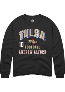 Andrew Alford Rally Mens Black Tulsa Golden Hurricane NIL Arch Logo Player Crew