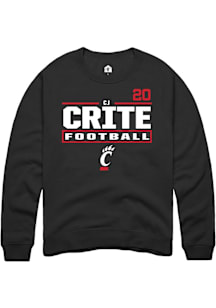 Cj Crite Cincinnati Bearcats Mens Black Football NIL Stacked Box Player Crew