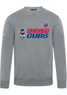 Levelwear Chicago Cubs Mens Grey Zane 8-Bit Baseball Long Sleeve Crew Sweatshirt