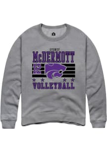 Sydney McDermott Rally Mens Grey K-State Wildcats NIL Striped Player Crew