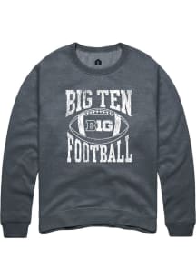 Mens Big Ten Grey Rally Football Arch Crew Sweatshirt