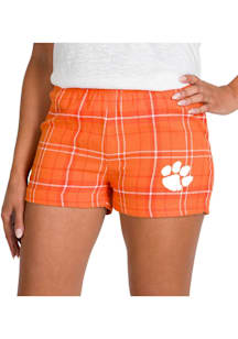 Concepts Sport Clemson Tigers Womens White Ultimate Flannel Shorts
