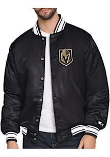 Starter Vegas Golden Knights Mens Black Triangle Satin Varisty Medium Weight Jacket