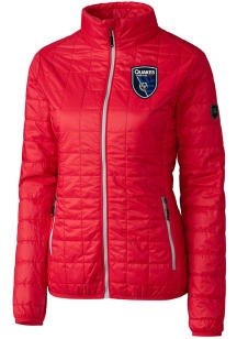 Cutter and Buck San Jose Earthquakes Womens Red Rainier PrimaLoft Heavy Weight Jacket