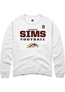 Jarvarius Sims Western Michigan Broncos Mens White Football NIL Stacked Box Player Crew