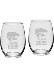 White K-State Wildcats Class of 2025 Set of 2 Stemless Wine Glass