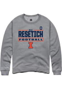 Mac Resetich Rally Mens Graphite Illinois Fighting Illini NIL Stacked Box Player Crew