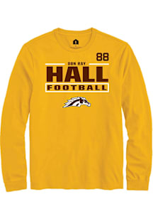 Don Ray Hall Western Michigan Broncos Gold Football NIL Stacked Box Long Sleeve Player T Shirt