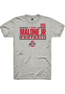 Tywone Malone jr Rally Mens Ash Ohio State Buckeyes NIL Stacked Box Player T Shirt