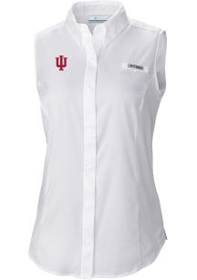 Womens Indiana Hoosiers White Columbia Heat Seal Omni Wick Tamiami Polo Shirt