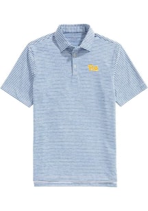 Mens Pitt Panthers Blue Vineyard Vines Sankaty Stripe Short Sleeve Fashion Polo