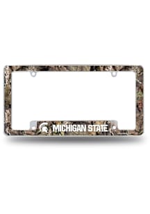 Michigan State Spartans Camo Mossy Oak All Over Chrome License Plate Frame - White