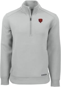 Cutter and Buck Chicago Bears Mens Grey Historic Roam Long Sleeve Qtr Zip Pullover