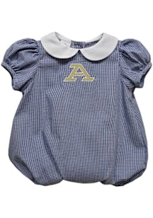 Vive La Fete Akron Zips Baby Navy Blue Gingham Collar Short Sleeve One Piece