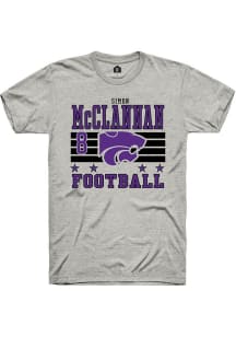 Simon McClannan Rally Mens Ash K-State Wildcats NIL Striped Player T Shirt