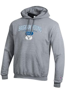 Champion BYU Cougars Mens Grey Dad Pill Powerblend Long Sleeve Hoodie