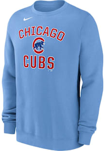Nike Chicago Cubs Mens Light Blue Arched Crewneck Long Sleeve Crew Sweatshirt