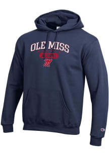 Champion Ole Miss Rebels Mens Navy Blue Pill Alumni Powerblend Long Sleeve Hoodie
