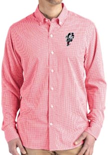 Cutter and Buck Ohio State Buckeyes Mens Red Gingham LS Woven Long Sleeve Dress Shirt