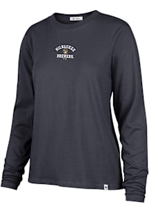 47 Milwaukee Brewers Womens Navy Blue Frankie Micro LS Tee