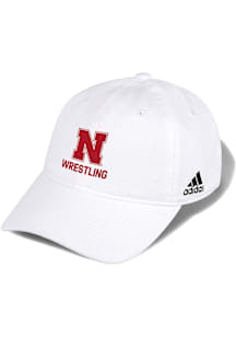 Adidas Nebraska Cornhuskers Wrestling Washed Slouch Adjustable Hat - White