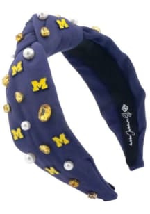 Beaded Logo Michigan Wolverines Womens Headband - Navy Blue