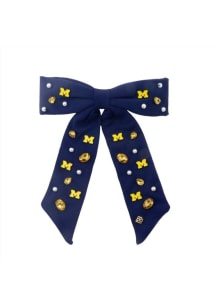Beaded Logo Michigan Wolverines Womens Hair Scrunchie - Navy Blue