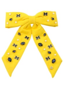 Beaded Logo Michigan Wolverines Womens Hair Scrunchie - Yellow