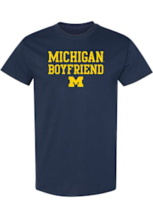 Michigan Wolverines Navy Blue Basic Block Boyfriend Short Sleeve T Shirt